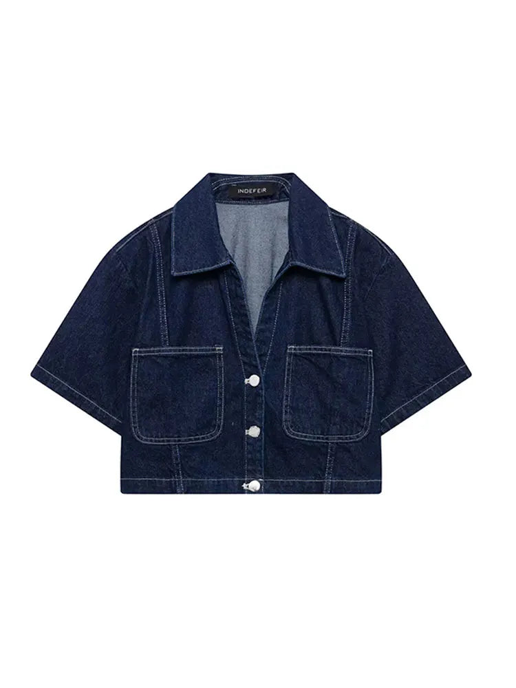 Sommer Damen Casual Sets Mode Mini Röcke Shorts Sets Denim Kurzes Hemd Top