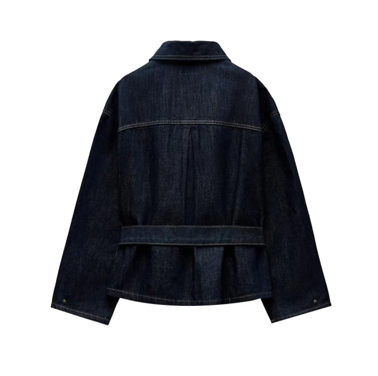 Eleganter Jeans-Anzug mit Gürtel-Jacke