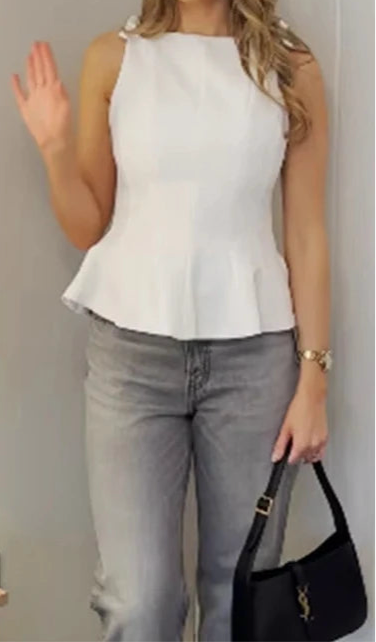 Elegantes Top, figurbetont schwarz und weiß