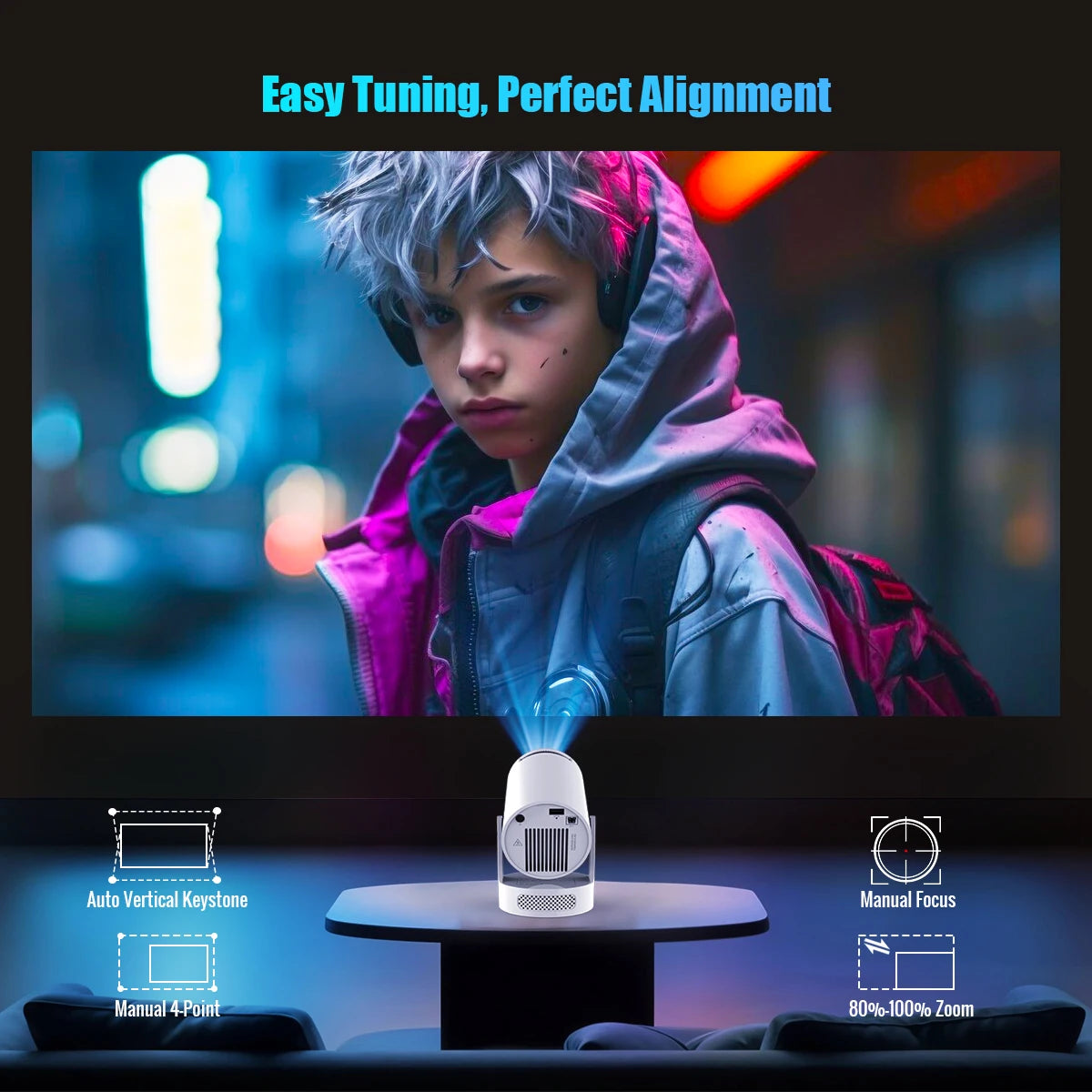 Magcubic HY300 Pro+ 4K Android 11 Mini-Projektor – Tragbares Heimkino mit 290 ANSI, BT5.0 & 180° Drehung!