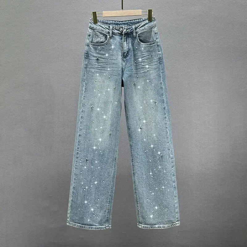 Jeans mit glitzernden Strass-Akzenten