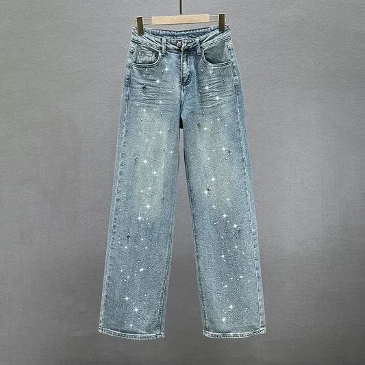 Jeans mit glitzernden Strass-Akzenten