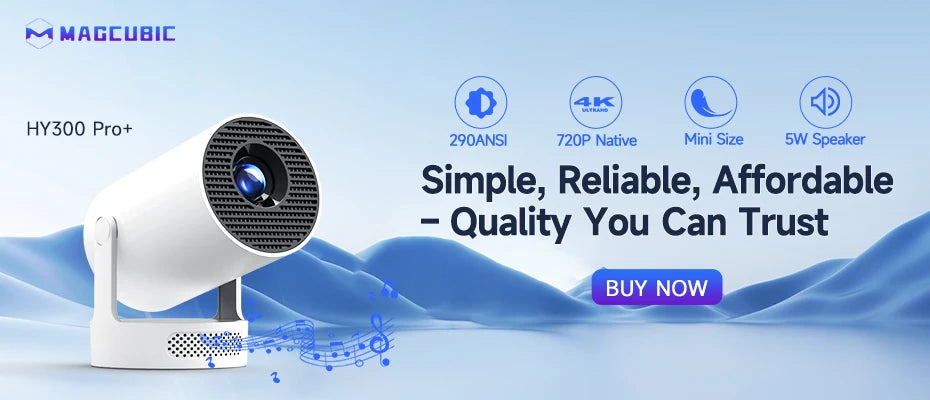 Magcubic HY300 Pro+ 4K Android 11 Mini-Projektor – Tragbares Heimkino mit 290 ANSI, BT5.0 & 180° Drehung!