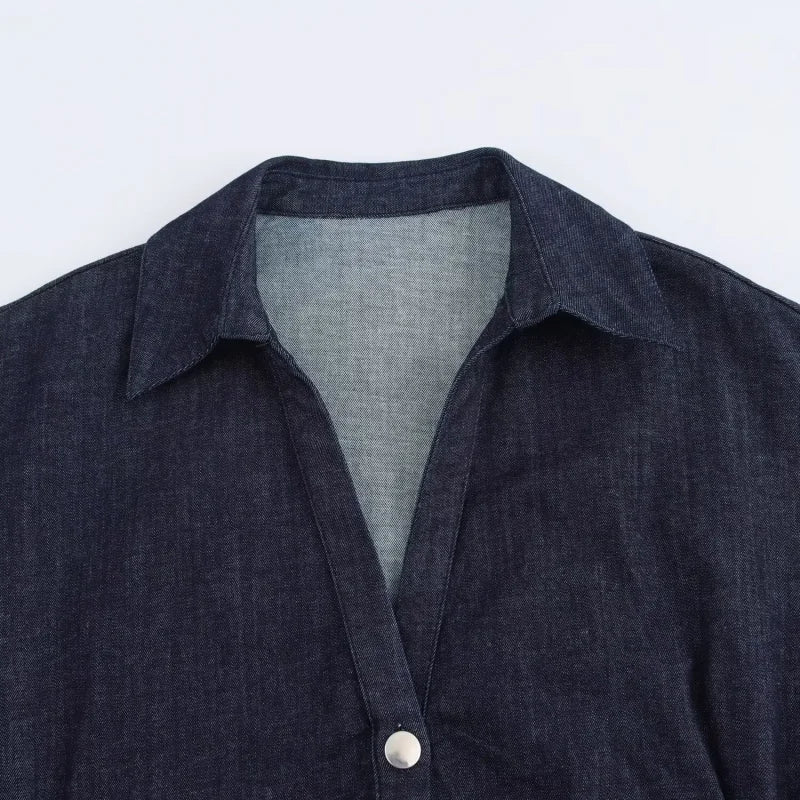 Elegantes Kleid- lang mit V ausschnitt und Knöpfen Körperbetont