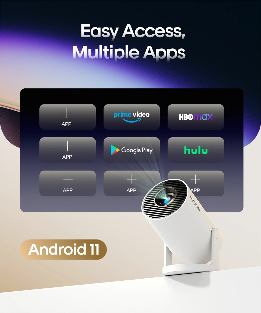 Magcubic HY300 Pro+ 4K Android 11 Mini-Projektor – Tragbares Heimkino mit 290 ANSI, BT5.0 & 180° Drehung!