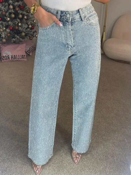 Jeans für Damen mit strahlenden kleinen Diamanten