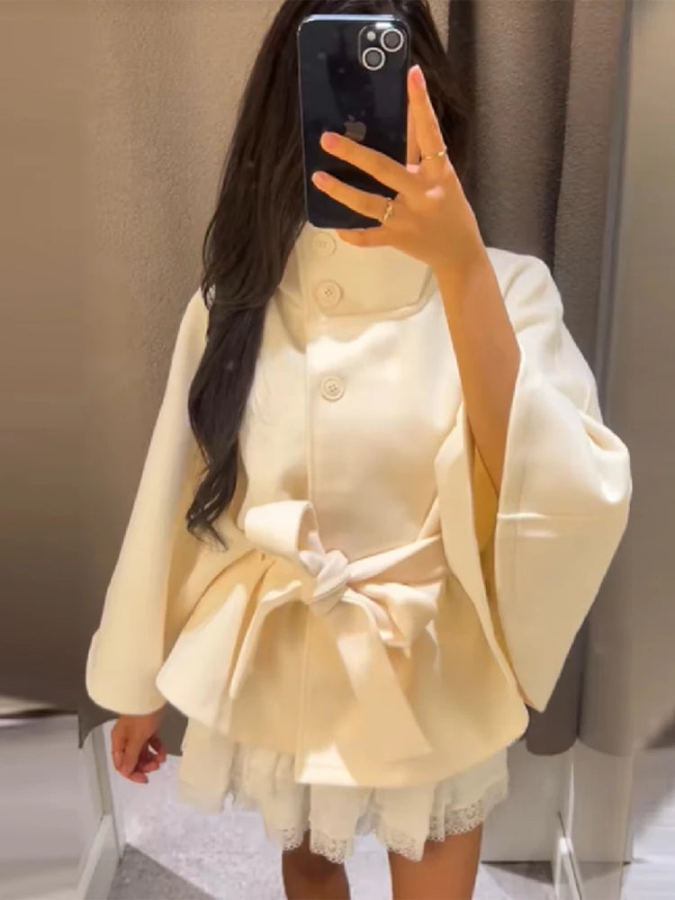 Poncho Mantel mit Gürtel Elegant