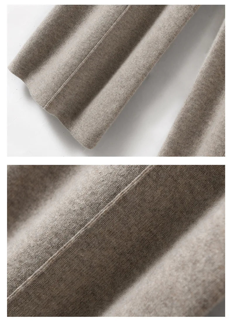 Kaschmir-Komfort: Luxuriöse Wide-Leg Strickhose für stilvolles Lounging