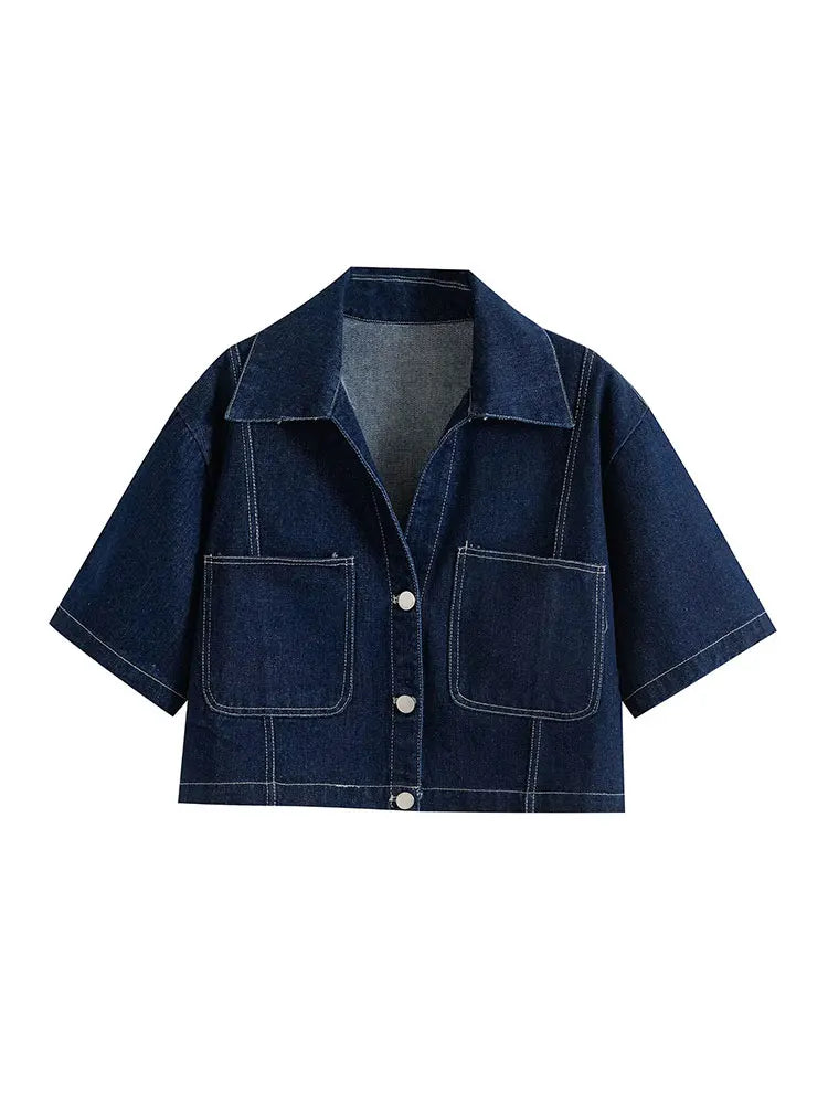 Sommer Damen Casual Sets Mode Mini Röcke Shorts Sets Denim Kurzes Hemd Top