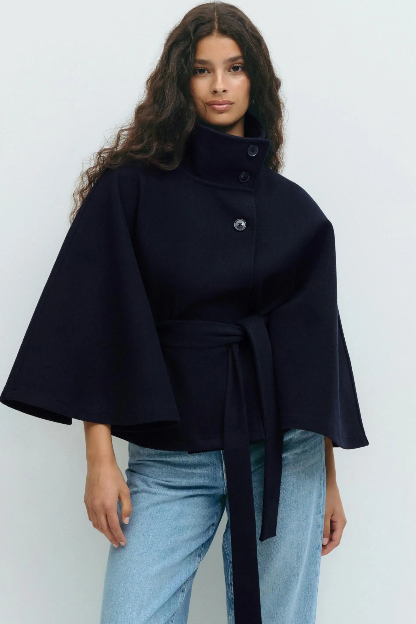 Poncho Mantel mit Gürtel Elegant