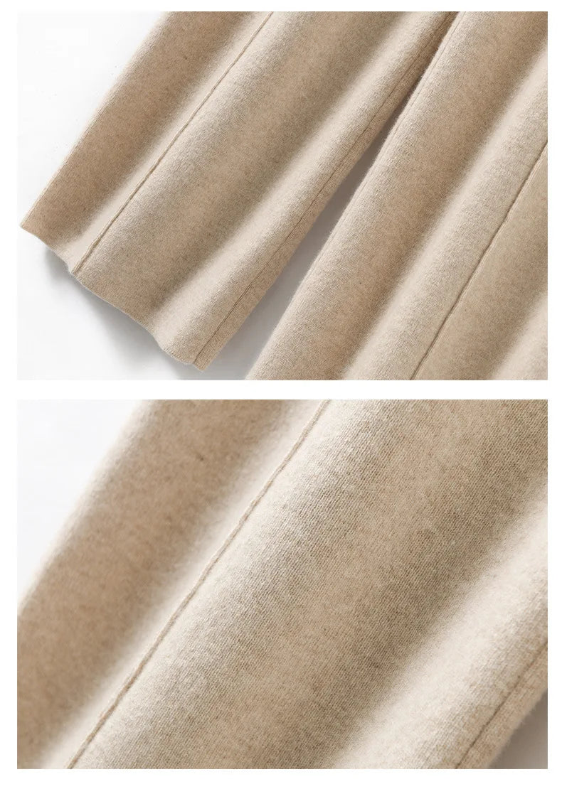 Kaschmir-Komfort: Luxuriöse Wide-Leg Strickhose für stilvolles Lounging
